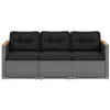 Hivvago 3-seat Patio Couch Sofa Pe Rattan Loveseat Furniture Set With Deep Seating And Cushion-mix Grey