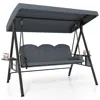 Hivvago 3-seat Patio Swing Chair Porch Swing With Adjustable Canopy Thickened Cushions Pillow And Foldable S In Gray