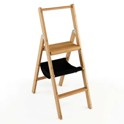 Hivvago 3 Step Foldable Bamboo Step Ladder Stool With Tool Storage Bag-natural