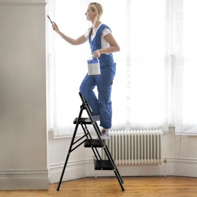 Hivvago 3-step Ladder With Wide Anti-slip Pedal-3-step