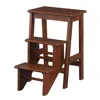 Hivvago 3 Step Wooden Frame Stool With Safety Latch, Brown