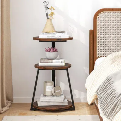 Hivvago 3-tier Accent Round Side Table With Metal Frame-1 Piece