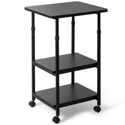 Hivvago 3-tier Adjustable Printer Stand With 360â° Swivel Casters-black