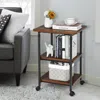 Hivvago 3-tier Adjustable Printer Stand With 360â° Swivel Casters-brown