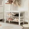Hivvago 3-tier Bamboo Shoe Bench Holds Up To 6 Pairs For Entry-white