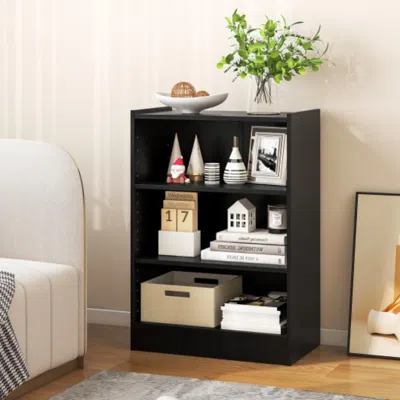 Hivvago 3-tier Bookcase Open Display Rack Cabinet With Adjustable Shelves-black