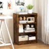 Hivvago 3-tier Bookcase Open Display Rack Cabinet With Adjustable Shelves-rustic Brown