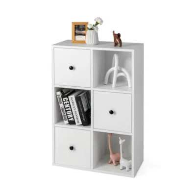Hivvago 3-tier Bookshelf With Anti-toppling Device For Living Room-white
