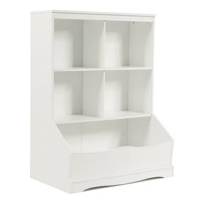 Hivvago 3-tier Children's Multi-functional Bookcase Toy Storage Bin Floor Cabinet-white In Black