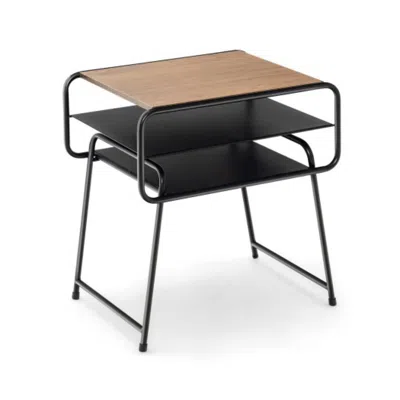 Hivvago 3-tier Compact Side End Table With Storage Shelf-coffee In Black