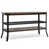 Hivvago 3-tier Console Table Tv Stand With Mesh Storage Shelf-rustic Brown