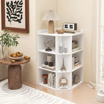 Hivvago 3-tier Corner Cabinet With Charging Station For Bedroom-white