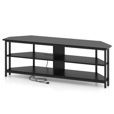 Hivvago 3-tier Corner Tv Stand For Tvs Up To 65 Inches With Charging Station