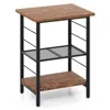 Hivvago 3-tier End Table Space-saving Nightstand Industrial Bedside Table For Living Room Bedroom In Brown