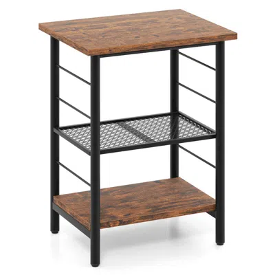 Hivvago 3-tier End Table Space-saving Nightstand Industrial Bedside Table For Living Room Bedroom In Brown