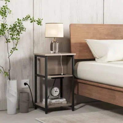 Hivvago 3-tier End Table With Usb Ports & Power Outlets-1 Piece