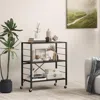 Hivvago 3-tier Foldable Shelving Unit With Detachable Wheels And Adjustable Shelves-black