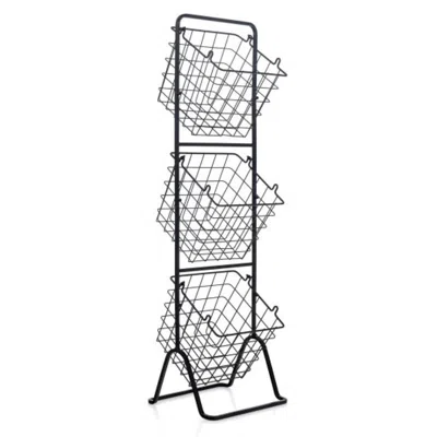 Hivvago 3-tier Fruit Basket Stand With Adjustable Heights In Black