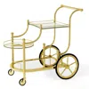Hivvago 3-tier Home Bar Serving Cart On Wheels With Mirrored Shelves-golden