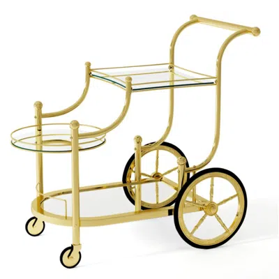 Hivvago 3-tier Home Bar Serving Cart On Wheels With Mirrored Shelves-golden