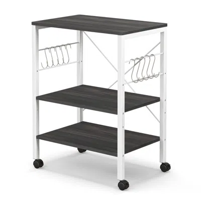Hivvago 3-tier Kitchen Baker's Rack Microwave Oven Storage Cart With Hooks