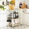 Hivvago 3-tier Kitchen Baker's Rack Microwave Oven Storage Cart With Hooks-light Brown