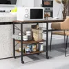 Hivvago 3-tier Kitchen Baker's Rack Microwave Oven Storage Cart With Hooks-rustic Brown