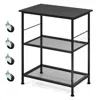 Hivvago 3-tier Kitchen Serving Cart Utility Standing Microwave Rack With Hooks-black