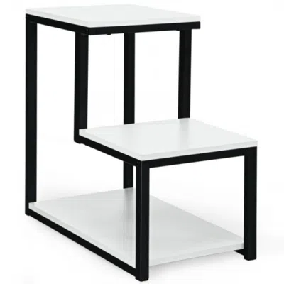 Hivvago 3-tier Ladder-shaped Chair Side Table With Storage Shelf-white
