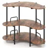 Hivvago 3-tier Liquor Bar Table With Stemware Racks And Storage Shelves