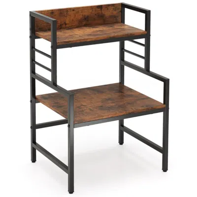 Hivvago 3-tier Microwave Stand With 2 Open Shelves And Heavy-duty Metal Frame-rustic Brown