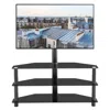 Hivvago 3-tier Multi-functional Tv Stand Height Adjustable Swivel Bracket - Black