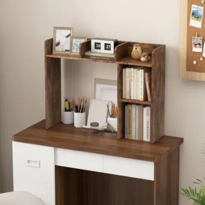 Hivvago 3-tier Multipurpose Desk Bookshelf With 4 Shelves-brown