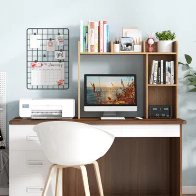 Hivvago 3-tier Multipurpose Desk Bookshelf With 4 Shelves-natural