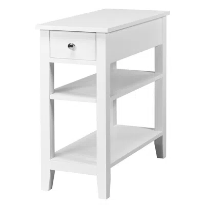 Hivvago 3-tier Nightstand Bedside Table Sofa Side With Double Shelves Drawer In White