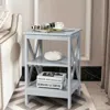 Hivvago 3-tier Nightstand End Table With X Design Storage -gray