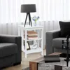 Hivvago 3-tier Nightstand Sofa Side Table With Baffles And Round Corners-white