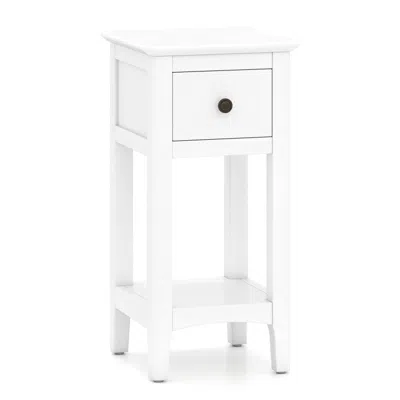 Hivvago 3-tier Nightstand With Drawer And Open Storage Shelf In White