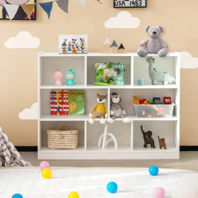 Hivvago 3-tier Open Bookcase 8-cube Floor Standing Storage Shelves Display Cabinet-white