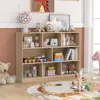 Hivvago 3-tier Open Bookcase 8-cube Floor Standing Storage Shelves-natural