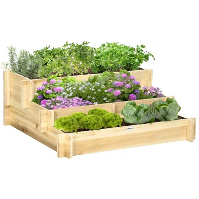 Hivvago 3 Tier Raised Garden Bed With Drainage Liner In Neutral