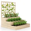 Hivvago 3-tier Raised Garden Bed With Lattice Trellis And Open-ended Base-natural