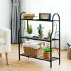 Hivvago 3-tier Scrollwork Designed Metal Plant Stand-black