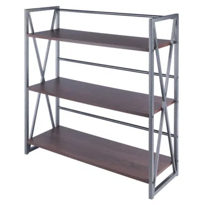 Hivvago 3-tier Shelf Graphite And Walnut In Gray