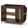 Hivvago 3-tier Side End Table With Universal Wheels In Brown