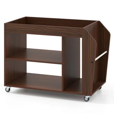 Hivvago 3-tier Side End Table With Universal Wheels In Brown