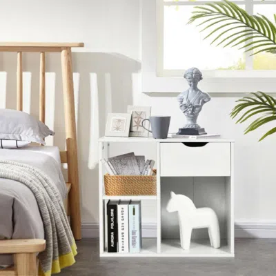 Hivvago 3-tier Side Table With Storage Shelf And Drawer Space