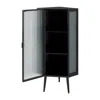 Hivvago Stylish 22.25 Corner Cabinet With Tempered Glass Door In Black