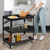 Hivvago 3-tier Utility Cart Metal Mental Storage Service Trolley-black