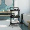 Hivvago 3-tier Utility Cart Storage Rolling Cart With Casters-black